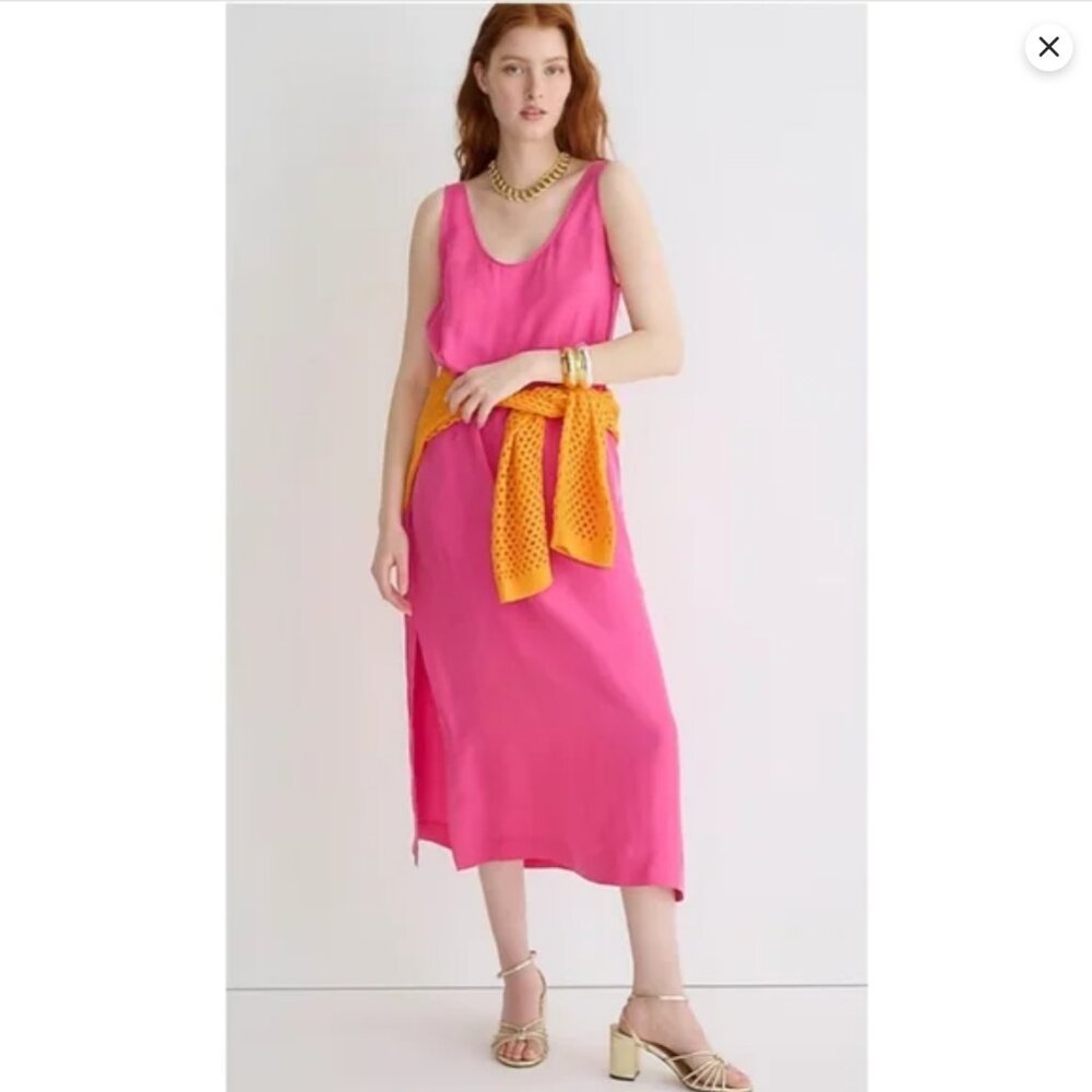 NWT J.Crew Scoop neck cupro-blend slip midi dress